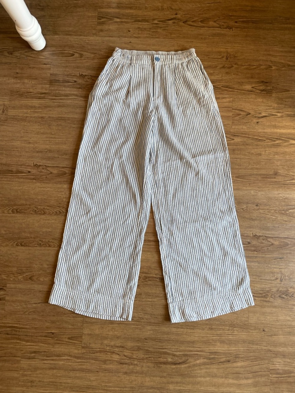 aerie Daybreak Blue and White Striped Wide Leg 100% Cotton Pants